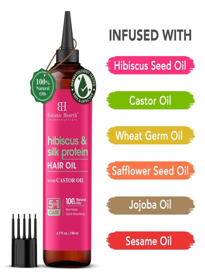 Botanic Hearth Hibiscus & Silk Protein Hair Oil (6.7 fl oz) | Hydrating and Strengthening Hair Treatment for Smooth, Shiny, and Healthy-Looking Hair | Paraben Free | Suitable for All Hair Types - Image 3