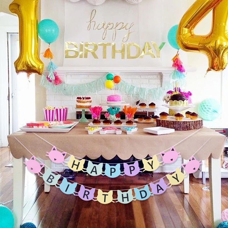 Felix cat birthday banner - cat bannerï¼ŒCat 1st birthday banner, one birthday for cat, 1st birthday kitty banner,Cat Themed Party Colorful Birthday Banner - Image 4