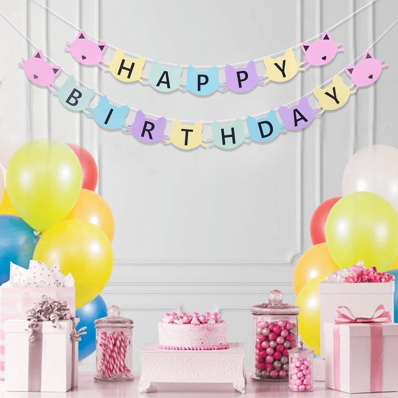 Felix cat birthday banner - cat bannerï¼ŒCat 1st birthday banner, one birthday for cat, 1st birthday kitty banner,Cat Themed Party Colorful Birthday Banner - Image 3
