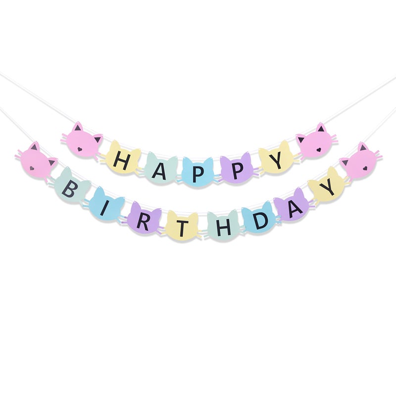 Felix cat birthday banner - cat bannerï¼ŒCat 1st birthday banner, one birthday for cat, 1st birthday kitty banner,Cat Themed Party Colorful Birthday Banner - Image 1
