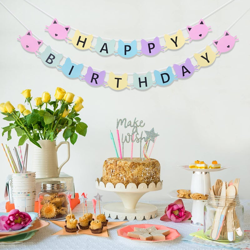 Felix cat birthday banner - cat bannerï¼ŒCat 1st birthday banner, one birthday for cat, 1st birthday kitty banner,Cat Themed Party Colorful Birthday Banner - Image 5