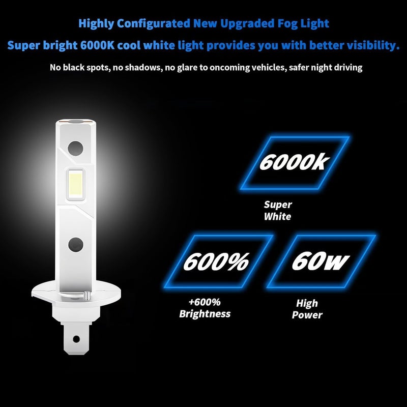 rimthin H1 Bulbs, 6000K Cool White, Super Bright Fog Bulbs, Easy Installation, Pack of 2 - Image 3