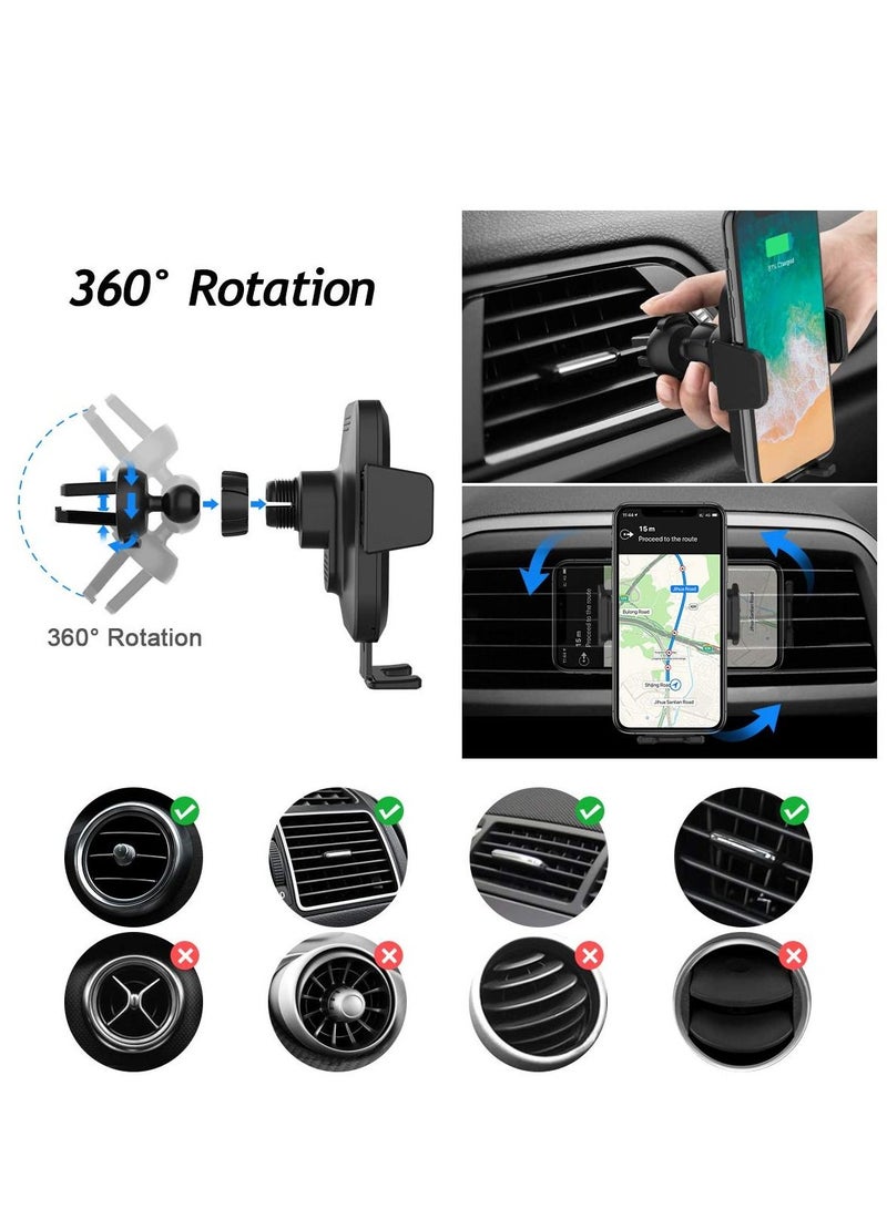 KASTWAVE Universal Wireless Car Charger,15W Qi Fast Charging Phone Holder for Car Air Vent and Dashboard/Windscreen Auto-clamping Car Mount/Cradle Compatible for S20/S10 iPhone 11/12 series (Black) - Image 2