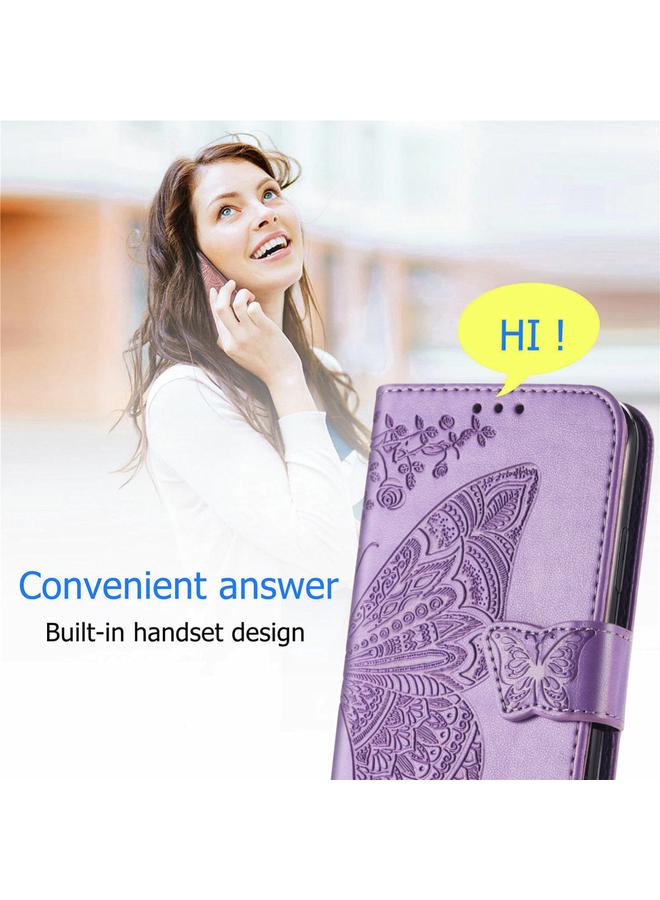 اس-توب جراب جلدي أفقي قابل للطي منقوش عليه زهور حب الفراشات مع حامل وفتحات للبطاقات ومحفظة وحبل لهاتف Infinix Note 8 - Image 5