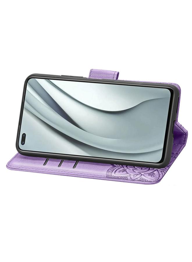 اس-توب جراب جلدي أفقي قابل للطي منقوش عليه زهور حب الفراشات مع حامل وفتحات للبطاقات ومحفظة وحبل لهاتف Infinix Note 8 - Image 3