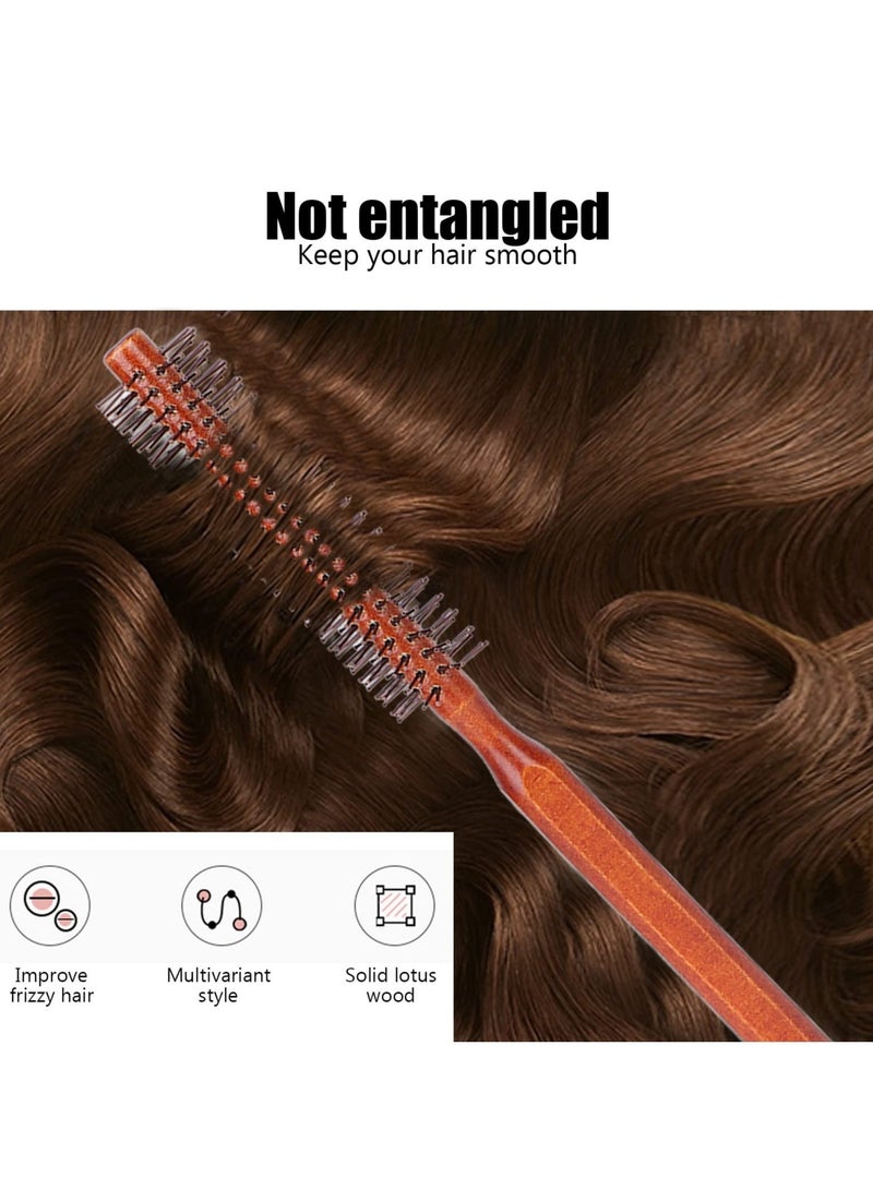 BONITO Round Brush for Short Hair, Round Styling Hair Brush Curling Roller Hairbrush Small Wood Brush, Unisex Round Wooden Hair Styling Tool Curling Hair Brush for Blow Drying Home Use - Image 3