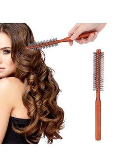 BONITO Round Brush for Short Hair, Round Styling Hair Brush Curling Roller Hairbrush Small Wood Brush, Unisex Round Wooden Hair Styling Tool Curling Hair Brush for Blow Drying Home Use  - Image 1