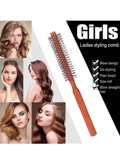 BONITO Round Brush for Short Hair, Round Styling Hair Brush Curling Roller Hairbrush Small Wood Brush, Unisex Round Wooden Hair Styling Tool Curling Hair Brush for Blow Drying Home Use  - Image 2