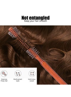 BONITO Round Brush for Short Hair, Round Styling Hair Brush Curling Roller Hairbrush Small Wood Brush, Unisex Round Wooden Hair Styling Tool Curling Hair Brush for Blow Drying Home Use  - Image 3