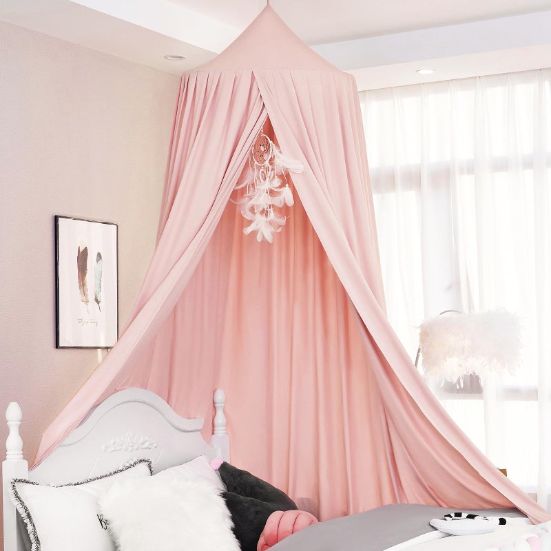 HggTjj Princess Bed Canopy for Girls Extra Large Hanging Canopy for Bed Dreamy Play Tent for Girls Room Bedroom Decoration Breathable Canopy Bed Curtain for Children Reading Nook  Coral Pink 