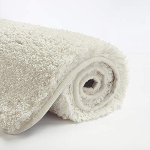 Suchtale Non Slip Bath Mat  Soft Microfiber Shaggy Bath Mat for Bathroom Machine Washable Thick Plush Water Absorbent 16 x 24 Ivory