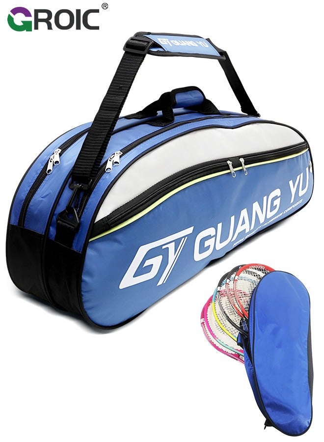 GROIC 6 Racquets Tennis/Badminton Racket Bag,Duffel Backpack Shoulders Bag Handbag Equipment Tote Bag with Shoes Compartment and Detachable Strap,Large-capacity Badminton Racket Bag  - Image 1
