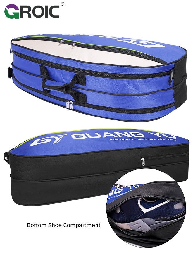 GROIC 6 Racquets Tennis/Badminton Racket Bag,Duffel Backpack Shoulders Bag Handbag Equipment Tote Bag with Shoes Compartment and Detachable Strap,Large-capacity Badminton Racket Bag  - Image 3