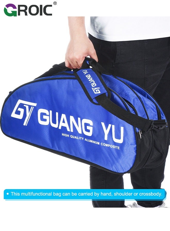 GROIC 6 Racquets Tennis/Badminton Racket Bag,Duffel Backpack Shoulders Bag Handbag Equipment Tote Bag with Shoes Compartment and Detachable Strap,Large-capacity Badminton Racket Bag  - Image 4