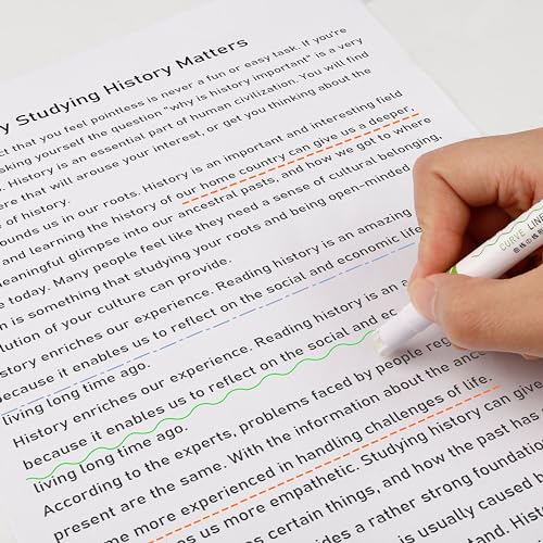 VGRASSP Linear Roller Curve Highlighter Pen Pack Of 6 Pens - Toy Set For Kids And Adults - Includes 6 Different Patterns and 6 Colors - Best For Decorating Scrapbook, Highlighting Text - Image 5