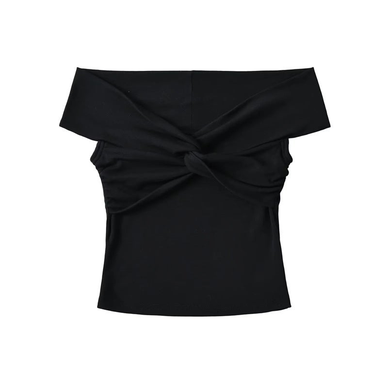 Sweet Girl'S Chest Wrapped Flower Short-Sleeved T-Shirt Stylish Age-Reducing Slim-Fit Inner Short Top - Image 1