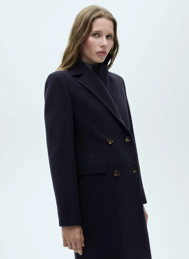 MANGO Dali Double-Breasted Wool Coat