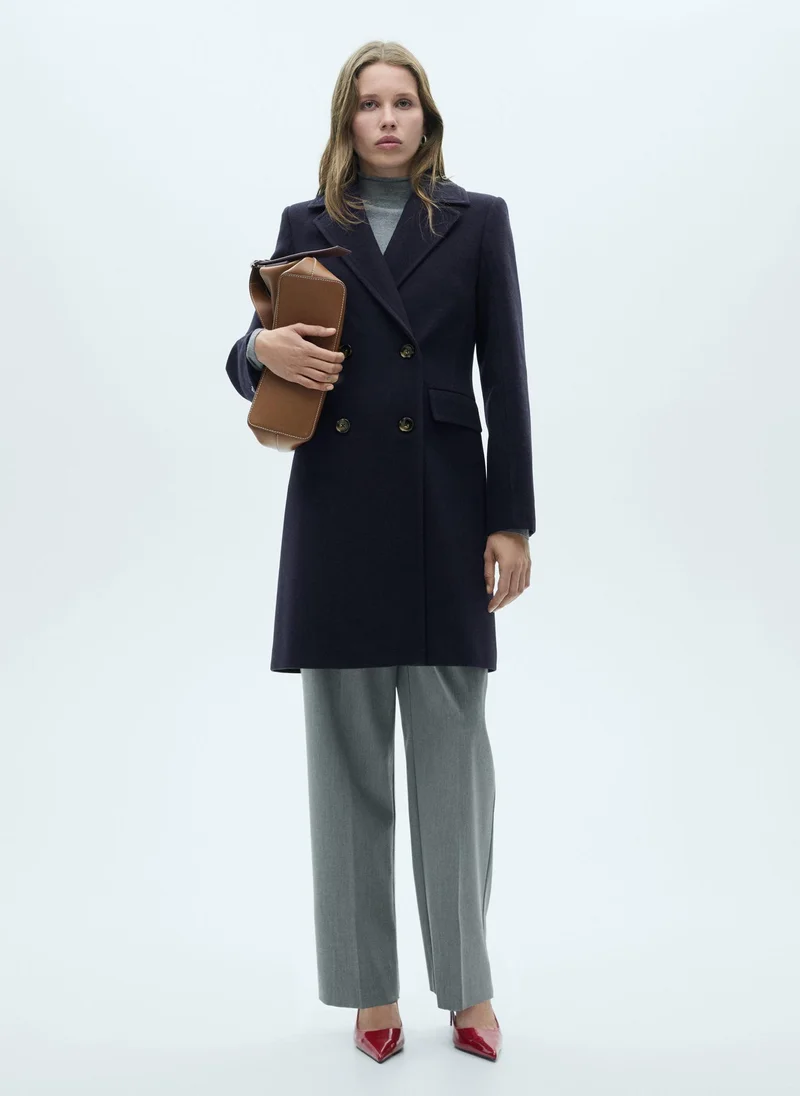 MANGO Dali Double-Breasted Wool Coat
