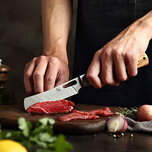 SENBON 440A stainless steel Ultra sharp pocket foldable Japanese Chef's knife peeling utility knife Natural Olive Handle Camping trip Outdoor Portable kitchen knife - Image 5