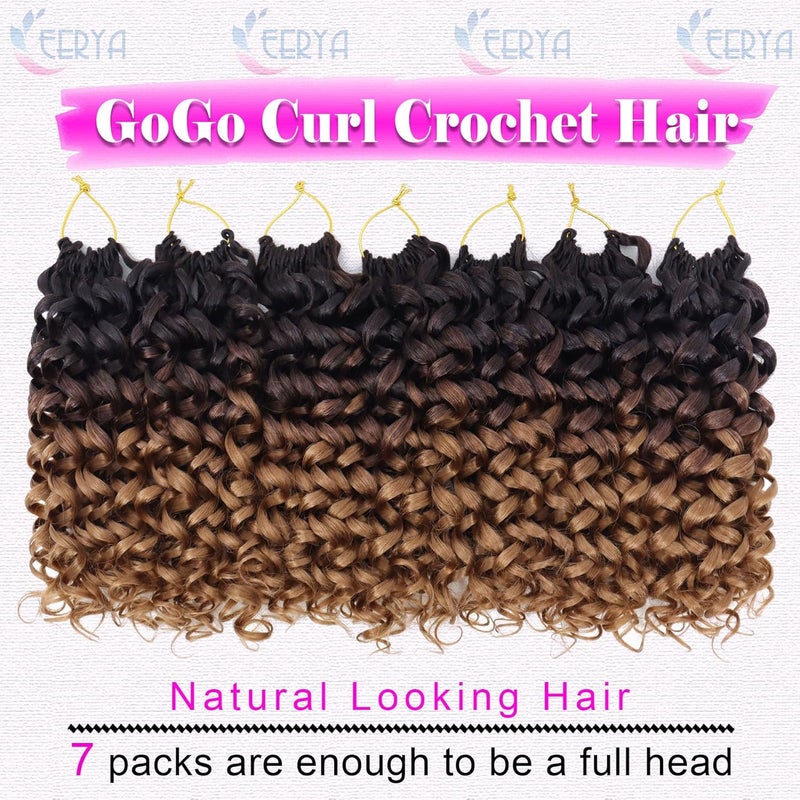 Eerya 7 Packs GoGo Curl Crochet Hair 10 Inch Short Curly Crochet Hair for Women Water Wave Beach Curl Deep Twist Crochet Braids Synthetic Braiding Hair Extensions (10 Inch, OT4/30) - Image 2