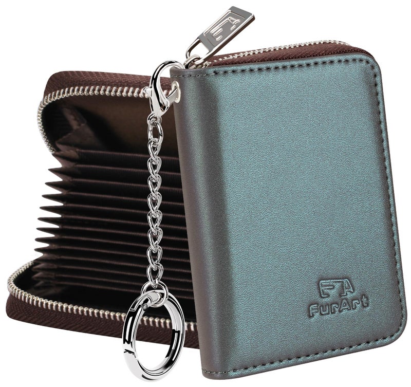 FurArt Zipper Wallet Women, RFID Blocking Credit Card Wallet, Business Card Holder, Compact Size KeyChain Wallet - Image 1