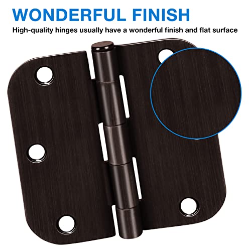 TDCHINGES 18 Pack Oil Rubbed Bronze Door Hinges 3.5" x 3 1/2 Inch Black Brushed Interior Hinge Rounded 5/8" Radius Corner 3 ½"Iron Residential Standard Bedroom Bifold Single Double Doors Hardware Kit - Image 3