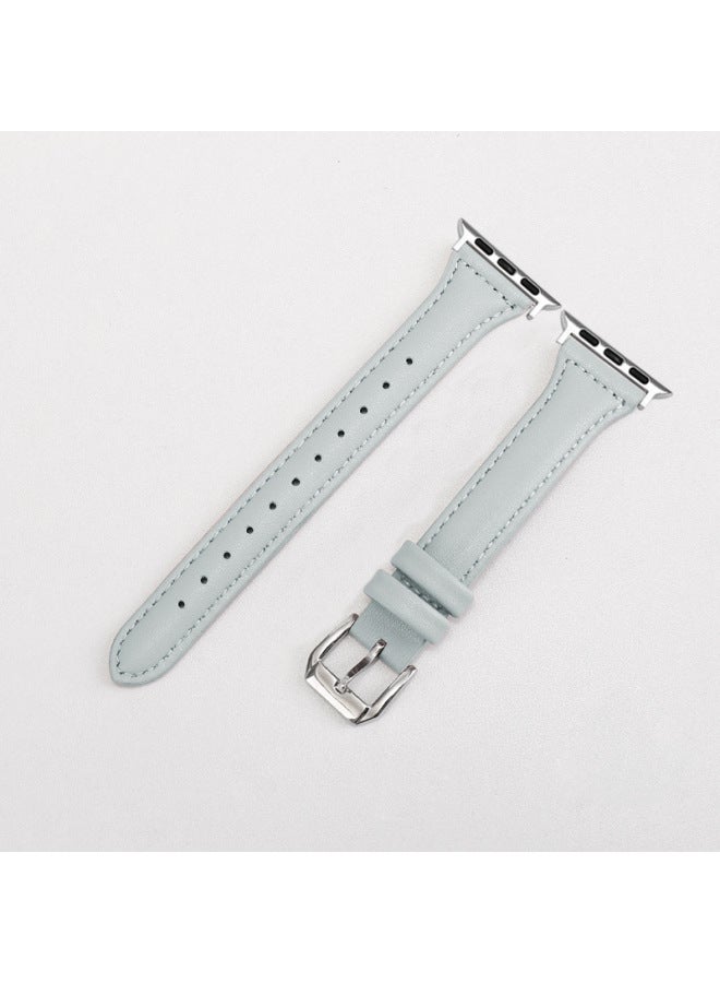 MSSM Suitable For Iwatch Strap 4/5/6/7/8ultra Apple First Layer Leather Small Man Waist Strap Slim Thin Leather - Image 1