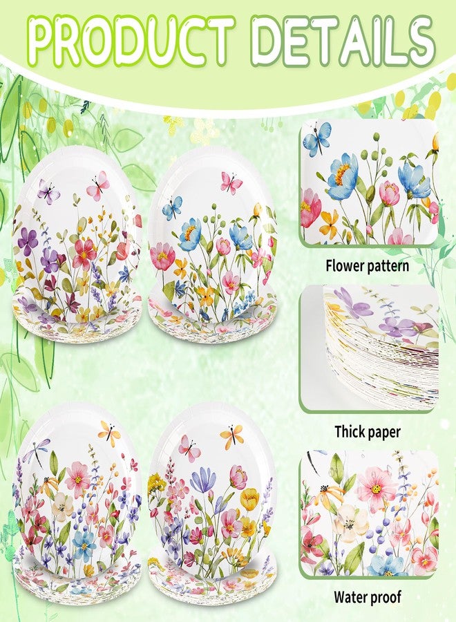 Elyxio 48Pcs Wildflower Paper Plates Floral Butterlies Party Plates 7in - Image 3