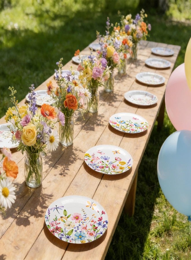 Elyxio 48Pcs Wildflower Paper Plates Floral Butterlies Party Plates 7in - Image 5