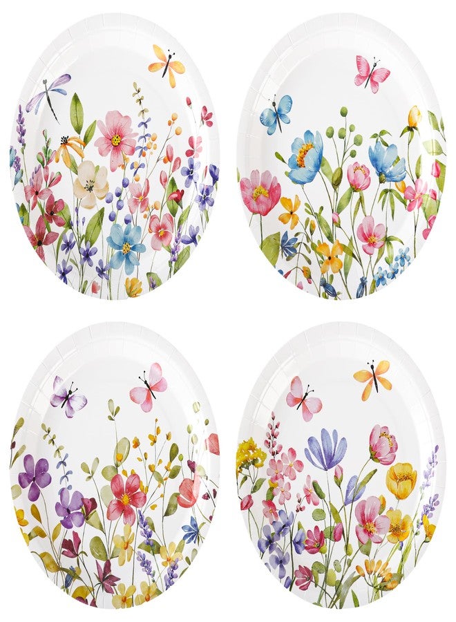 Elyxio 48Pcs Wildflower Paper Plates Floral Butterlies Party Plates 7in - Image 1