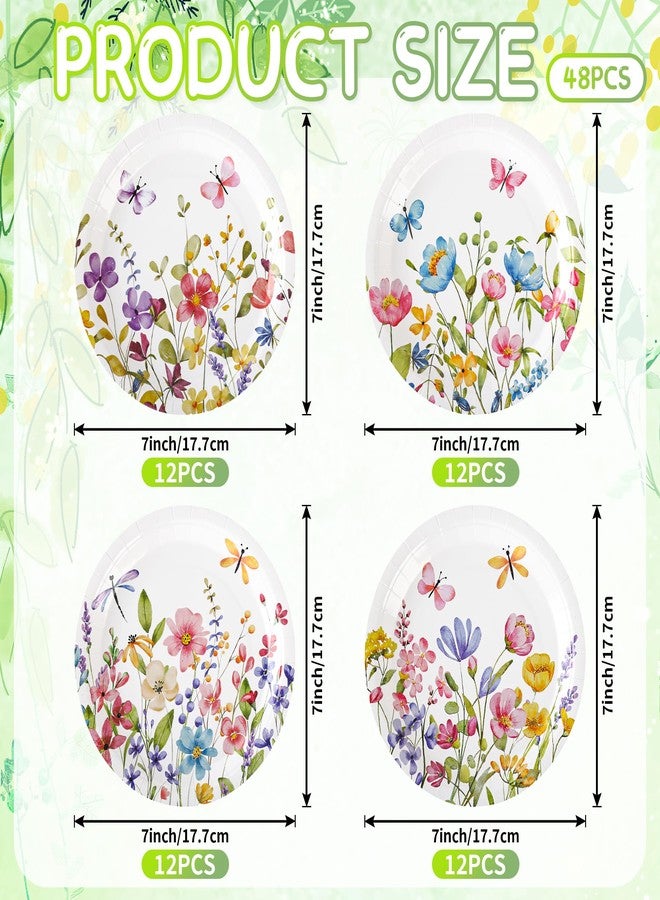 Elyxio 48Pcs Wildflower Paper Plates Floral Butterlies Party Plates 7in - Image 2