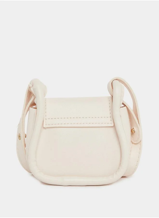 ستايلي Styli Girls Snap Flap Cross Body Bag with Faux Fur Charm