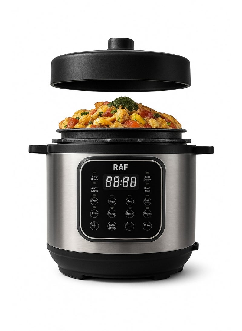 آر إيه أف قدر ضغط كهربائي من RAF - 1000 واط، سعة كبيرة 6 لتر، قدر رقمي متعدد الوظائف مع مؤقت 24 ساعة، تحكم ثابت في درجة الحرارة، سهل التنظيف من الفولاذ المقاوم للصدأ - Image 2