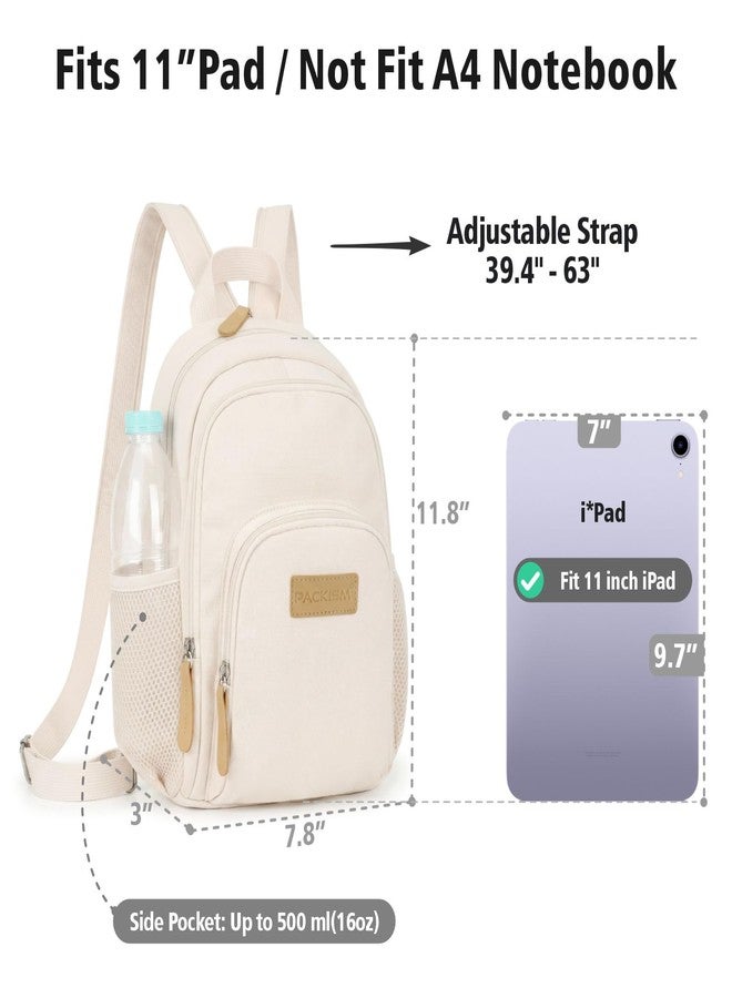 PACKISM Small Backpack Purse for Women - Convertible Backpack Purse Sling Bag Fits 11 Inch Tablet, Water Resistant Mini Daypack with Water Bottle Holder, Beige - Image 3
