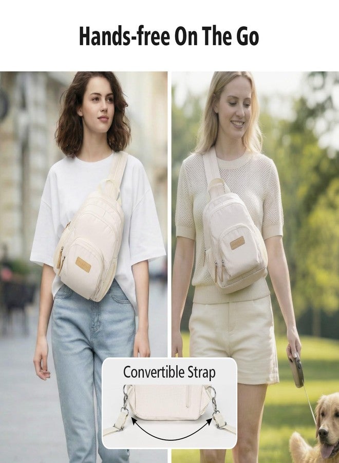 PACKISM Small Backpack Purse for Women - Convertible Backpack Purse Sling Bag Fits 11 Inch Tablet, Water Resistant Mini Daypack with Water Bottle Holder, Beige - Image 4