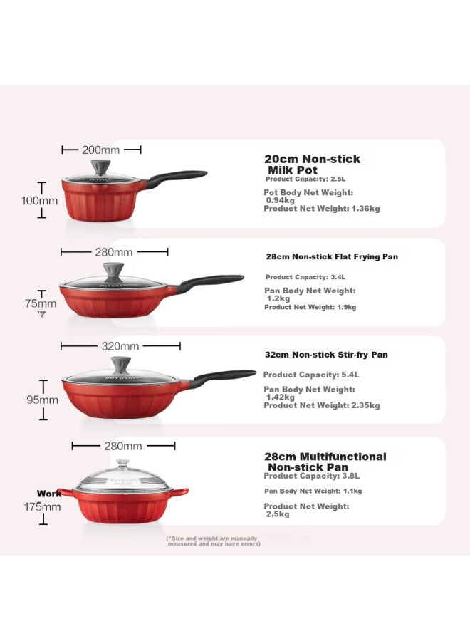 Buydeem Non-stick Frying Pan Grill Pan For Induction And Gas Stove Golden Ruby Red 28cm - Image 5