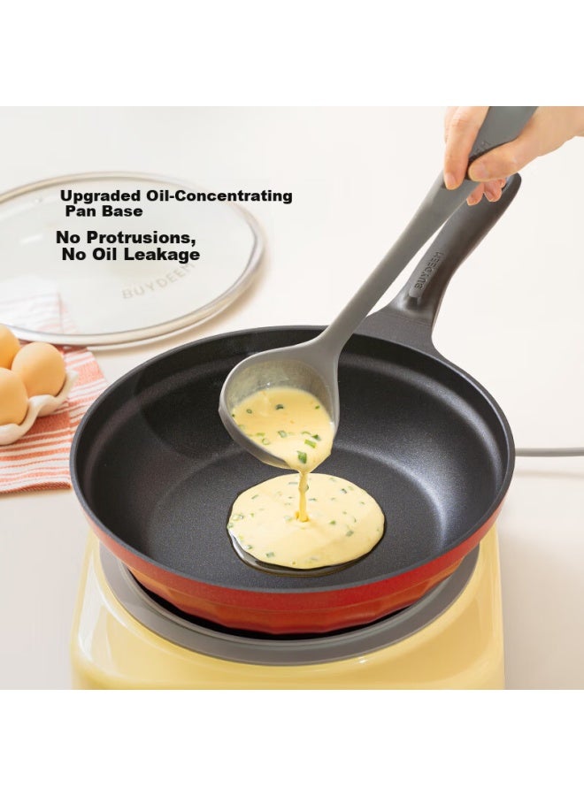 Buydeem Non-stick Frying Pan Grill Pan For Induction And Gas Stove Golden Ruby Red 28cm - Image 3