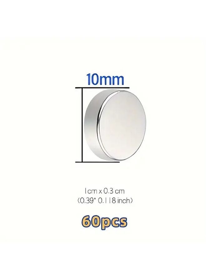 10x3mm أوراق مغناطيسية مستديرة 60 قطعة بسماكة 3 مم للثلاجة ولوح المكتب الأبيض - Image 1