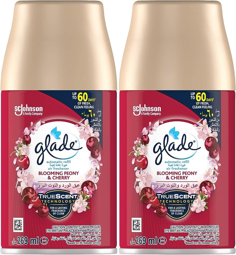 Glade عبوة إعادة تعبئة بخاخ غلاد التلقائي برائحة الفاوانيا المتفتحة والكرز، 2 × 269 مل - Image 1
