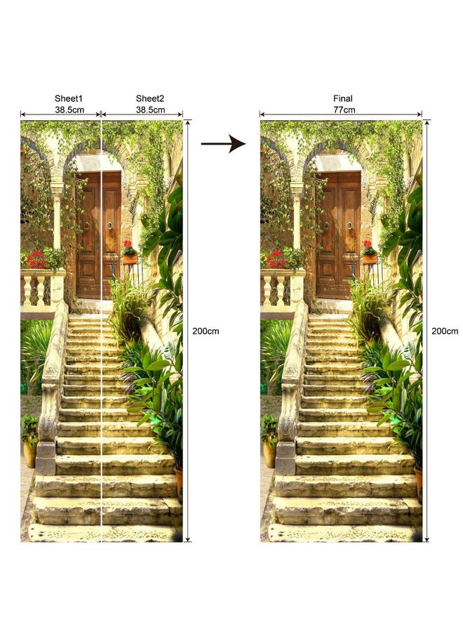 الأزرق جي دبليو ملصق زخرفة سلسلة المناظر الطبيعية ، ملصق باب محاكاة ، غرفة نوم مقاومة للماء ، غرفة المعيشة ، غرفة نوم قابلة للإزالة ، تم تجديد ملصق الحائط pvc - Image 1