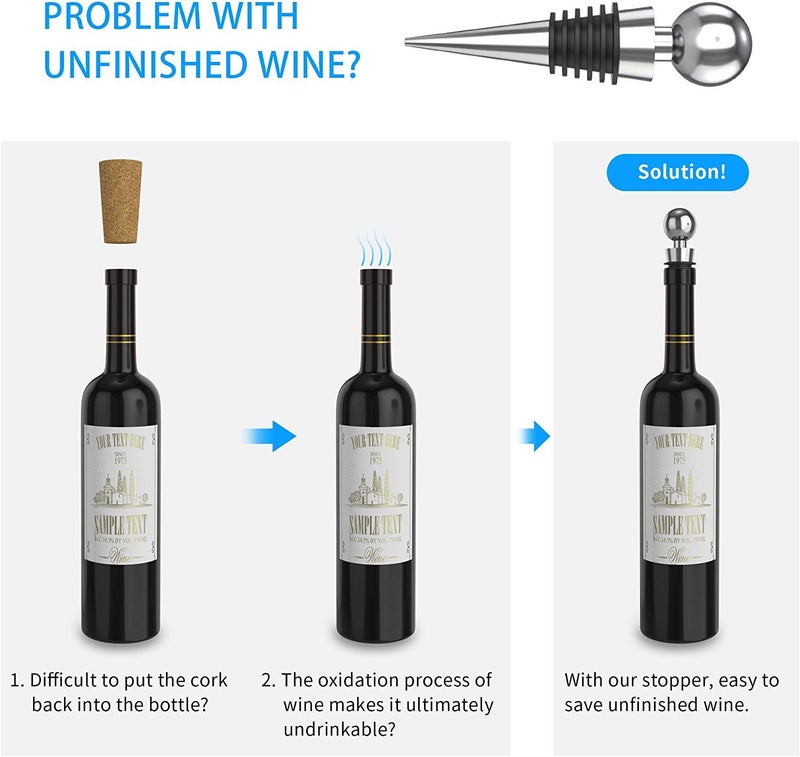 IPOW Wine Opener, Zinc Alloy Wine Bottle Opener, Wing Corkscrew Heavy Duty, Manual Multifunctional Cork Screw for Waiter, Upgraded Black - Image 5