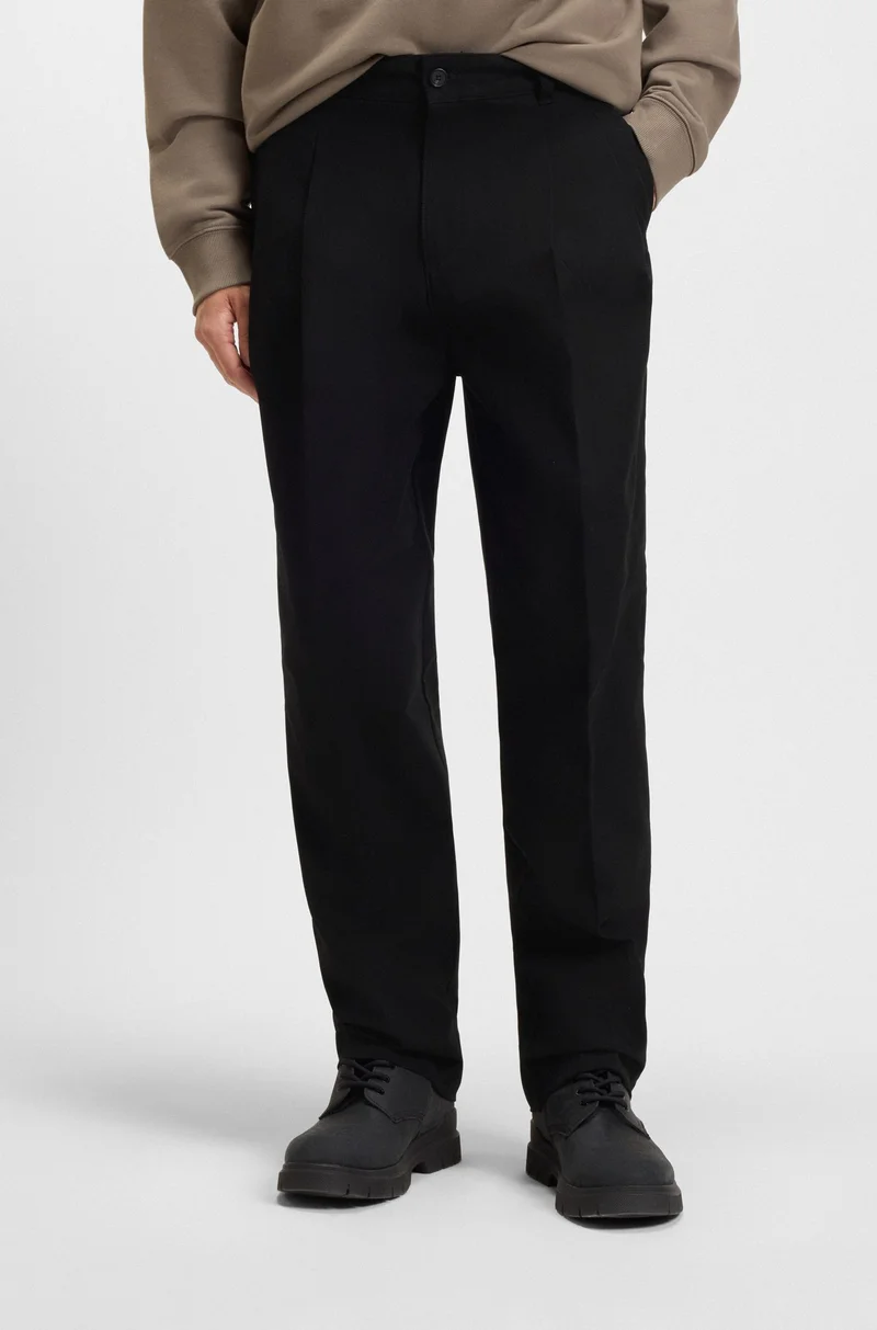HUGO Regular-fit trousers in mercerised cotton twill