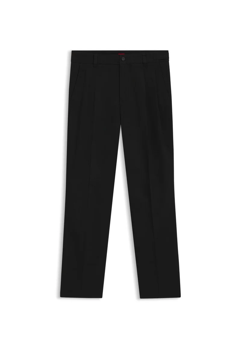 HUGO Black Regular-fit trousers in mercerised cotton twill for Men | Best Price UAE