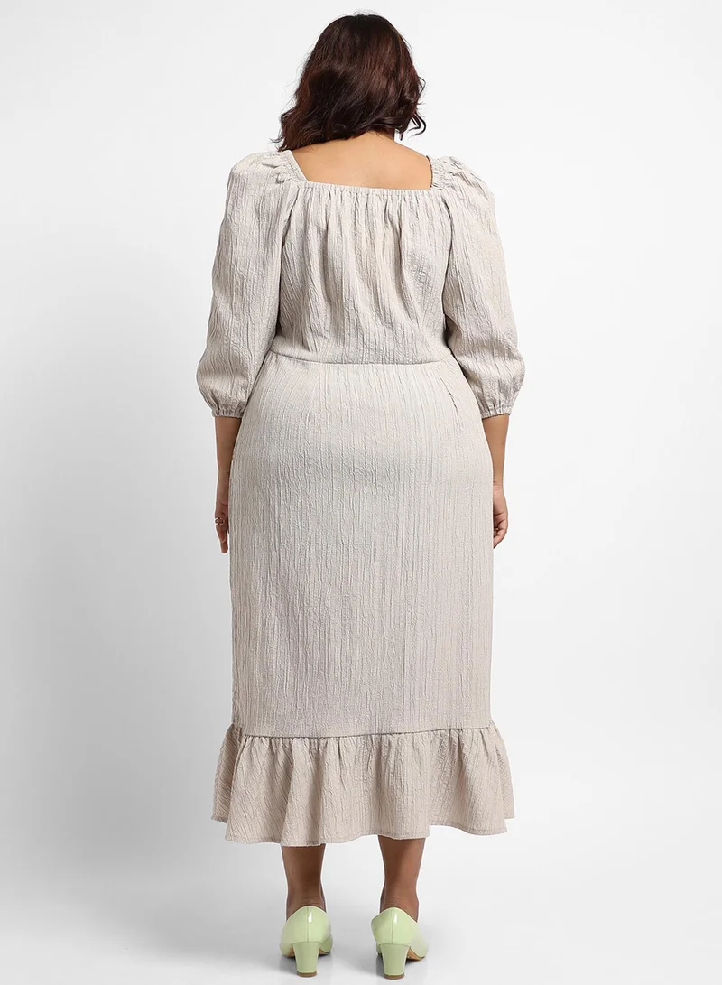 Instafab Plus Ruffled Cotton Midi Dress