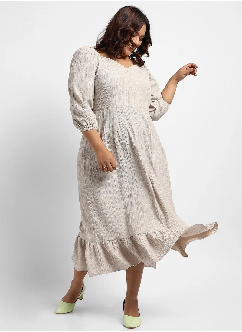 انستافاب بلس Women's Greige Ruffle Hem Dress