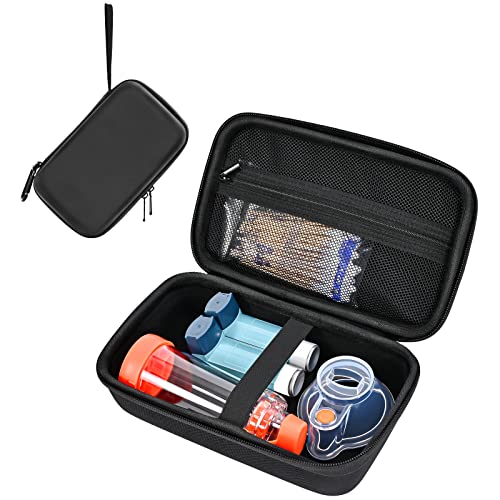 ProCase Hard Carrying Case for Asthma Inhaler Portable Inhaler Spacer Travel Bag for Adults Kids Masks Asthma Accessories HolderAsthma Kits Organizer with Mesh Pocket Black - Image 2