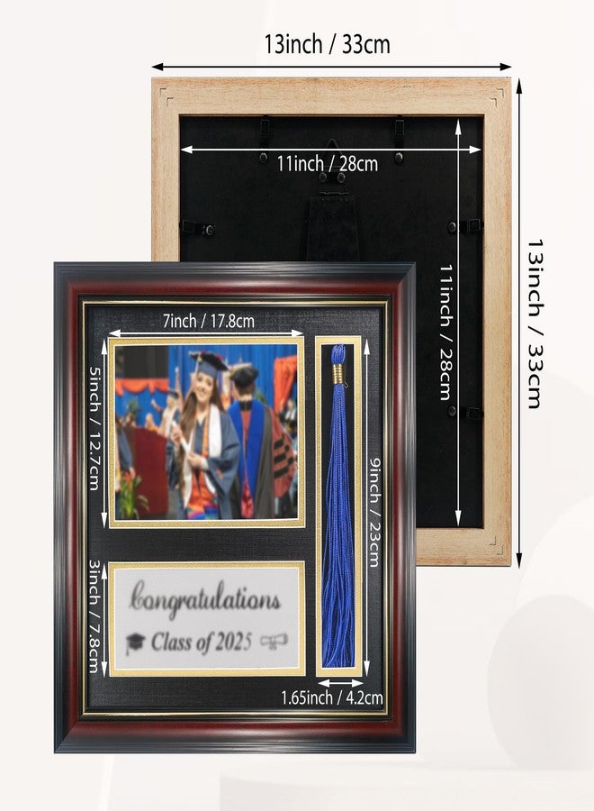 FramePro Graduation Picture Frame 5x7 with Tassel Holder, Class of 2025 Shadow Box Graduation Decoration Gift, Mahogany Photo Frame - Image 3