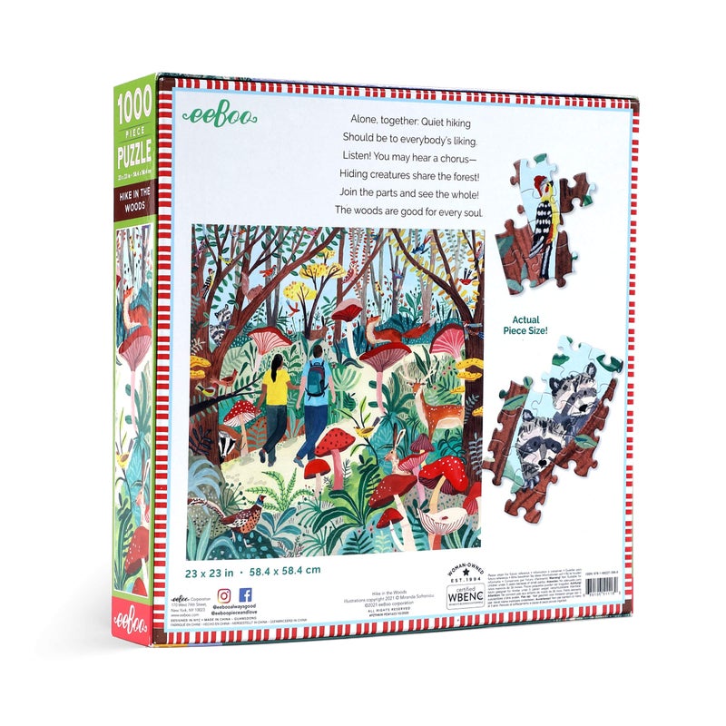eeBoo: Piece and Love Hike in The Woods 1000 Piece Square Adult Jigsaw Puzzle, Puzzle for Adults and Families, Glossy, Sturdy Pieces and Minimal Puzzle Dust - Image 3