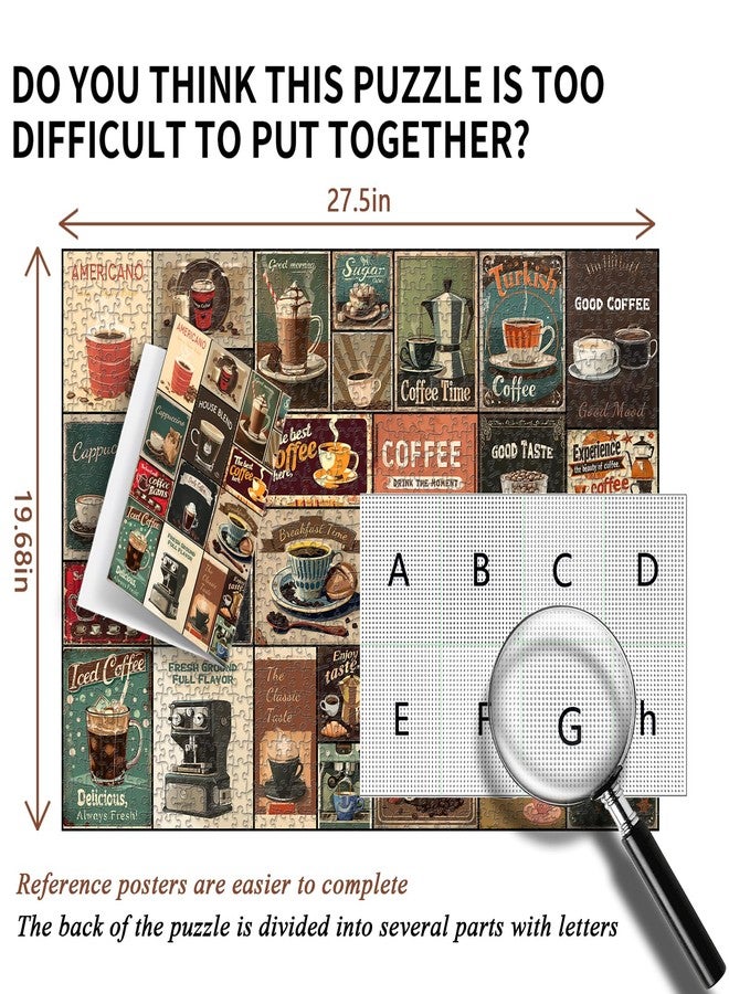PICKFORU Vintage Coffee Collage Puzzles for Adults 1000 Pieces, PICKFORU Breakfast Food Jigsaw Puzzle Coffee Latte, Hard Difficult Retro Poster Theme for Home Wall Decor - Image 3