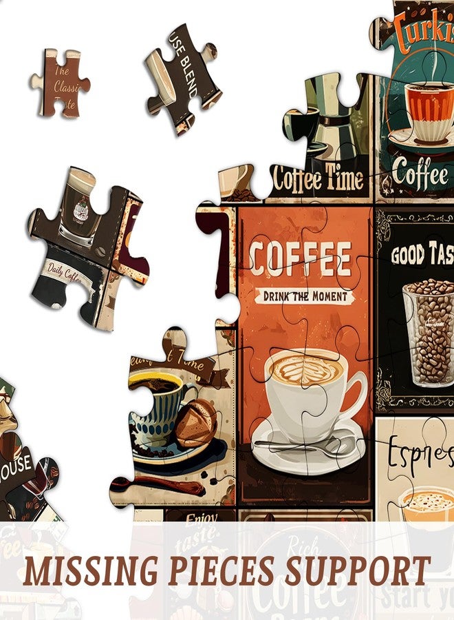 PICKFORU Vintage Coffee Collage Puzzles for Adults 1000 Pieces, PICKFORU Breakfast Food Jigsaw Puzzle Coffee Latte, Hard Difficult Retro Poster Theme for Home Wall Decor - Image 5